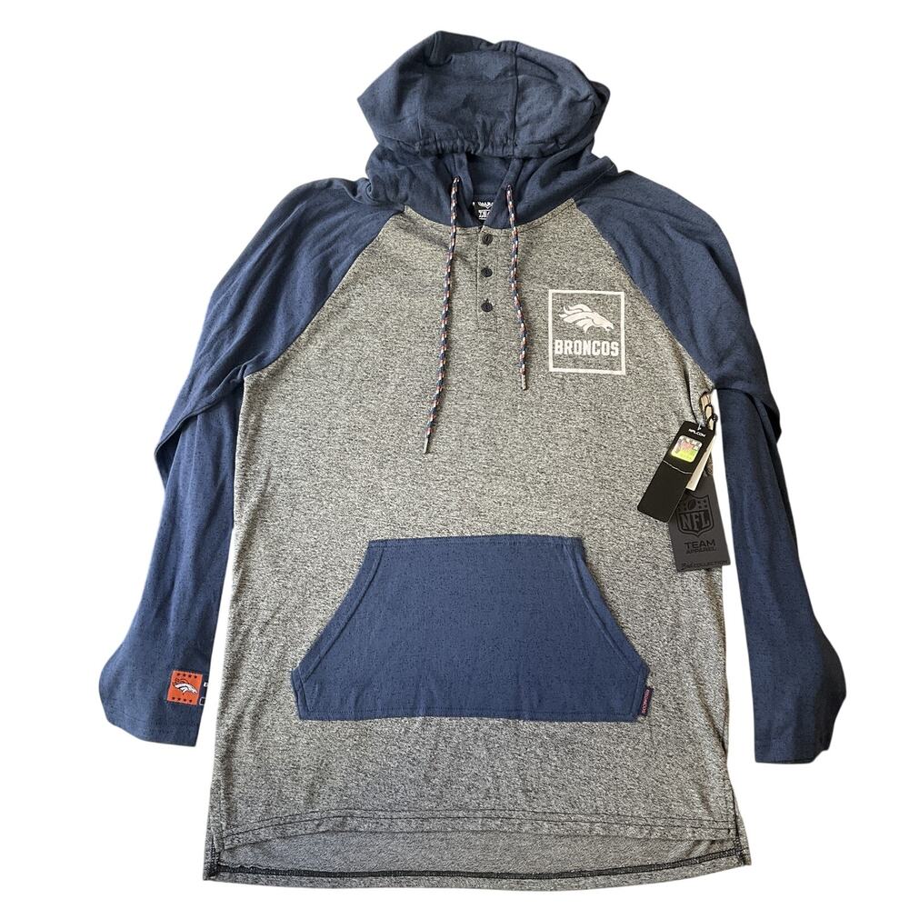 Denver Broncos Men Hoodie L Gray ICER BRANDS Broncos Logo Activewear Hooded